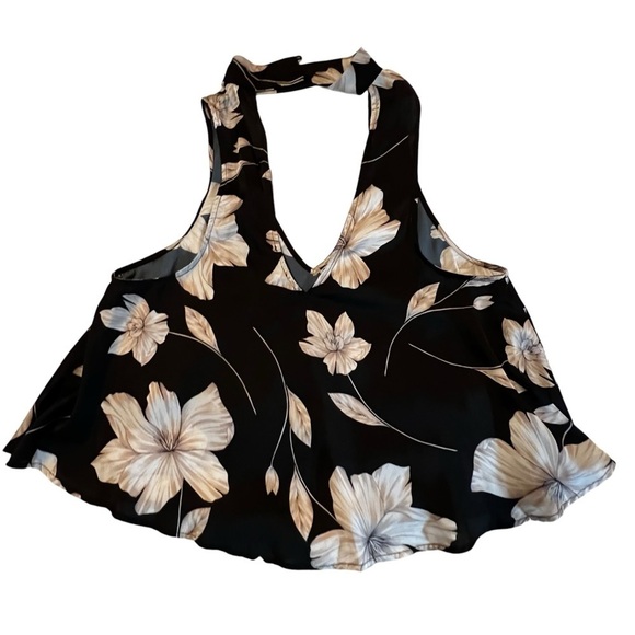 Show Me Your Mumu Casey Collar Top Floral Black Large halter romantic - Picture 9 of 10